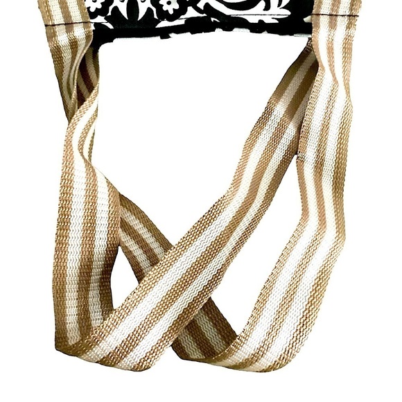 Heirloom Print Snap Top Canvas Tote Bag Purse Black & White Double Straps New - Picture 3 of 10